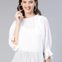 Oxolloxo Pleated & Ruffle Swiss Dot Top-picture-47