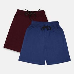 CHIMPRALA Boys Pack Of 2 Blue & Maroon Solid Cotton Outdoor Shorts-image-92