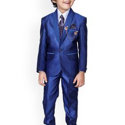 DKGF FASHION Solid Blue 4-Piece Party Suit-image-42