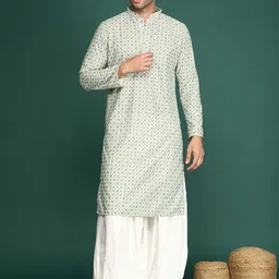 Sangria Geometric Printed Sequinned Cotton Straight Kurta-image-20