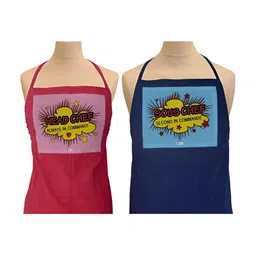 Indigifts 2-Pcs Pink & Blue Printed Aprons-25