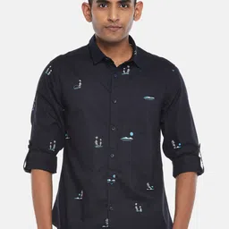 Urban Ranger by pantaloons Men Navy Blue Slim Fit Printed Casual Shirt-picture-40