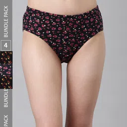 DIXCY SCOTT Slimz Pack Of 4 Assorted Printed Cotton Hipster Briefs-picture-18