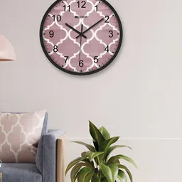OLIVE TREE Black & Pink Printed Round Shaped Contemporary Analogue Wall Clock-7