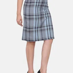 PowerSutra Checked Knee-Length Straight Skirt-image-36