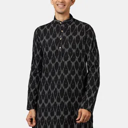 Wintage Men Black Geometric Ikat Kurta-picture-18