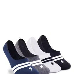 Supersox Unisex Pack of 4 Patterned Cotton Moisture Absorbent Anti Slip Shoe Liners Socks-29