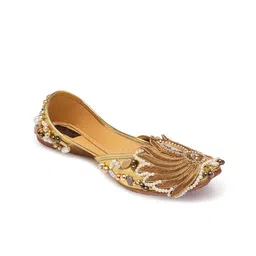 5 ELEMENTS Women Gold-Toned Mojaris Flats-41