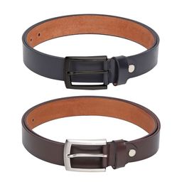 Roadster Set Of 2 Black & Brown Breathable Leather Belts-picture-30