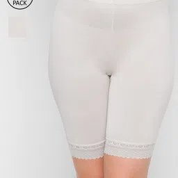FashionRack Women Pack Of 2 White Solid Boy-Short Seamless Briefs-image-45