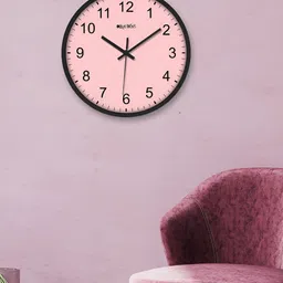 OLIVE TREE Black & Pink Printed Round Shaped Contemporary Analogue Wall Clock-6