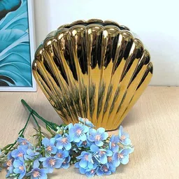 Art Street Gold-Toned Shell Ceramic Flower Vase-image-83
