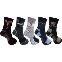 RC. ROYAL CLASS Men Pack Of 5 Black & Blue Patterned Calf Length Socks-30