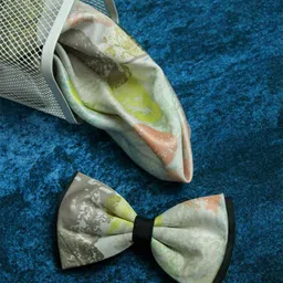 Tossido Green Set Of 2 Floral Printed Bow Tie & Handkerchief-image-94