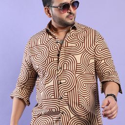 Instafab Plus Classic Abstract Printed Spread Collar Cotton Casual Shirt-picture-14