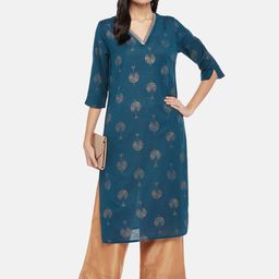 RANGMANCH BY PANTALOONS Women Blue Ethnic Motifs Embellished Kurta-picture-38