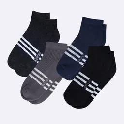 AIR GARB Pack Of 4 Striped Breathable Cotton Ankle-Length Socks-picture-32