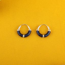 Arte Jewels Blue Silver-Plated Circular Hoop Earrings-0