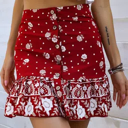 StyleCast Brown Floral Printed Flared Skirt-image-40