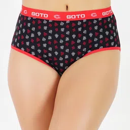 GOTO Printed Hipster Briefs Nylon Print Outer elastic hipister red-image-60