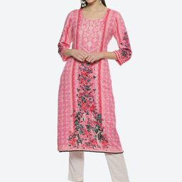 Biba Women Floral Printed Straight Kurta-image-68
