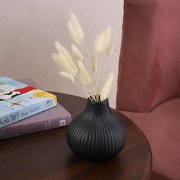 PUREZENTO Ivory Black Textured Ceramic Flower Vase-23