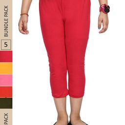 IndiWeaves Girls Pack Of 5 Mid-Rise Cotton Capris-image-66