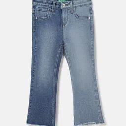 United Colors of Benetton Girls Cotton Low Distress Light Fade Jeans-image-100