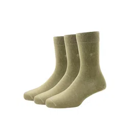 Louis Philippe Men Pack Of 3 Beige Solid Cotton Calf-Length Socks-5