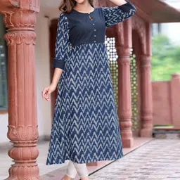 KALINI Geometric Printed Pure Cotton Kurta-picture-19