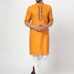 Spring Soul Mandarin Collar Thread Work Straight Kurta-image-93