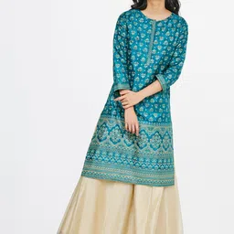 Global Desi Women Green Ethnic Motifs Printed Kurta-picture-14