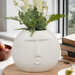 Kaolinite White Face-Shaped Ceramic Flower Vase-image-50
