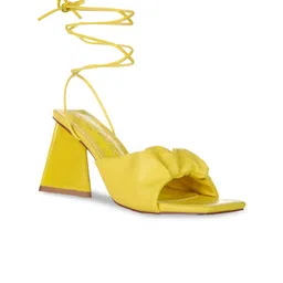 London Rag Yellow PU High-Top Block Heels-2