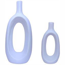 GW CREATIONS White 2 Pieces Oval Shaped Flower Vases-image-64