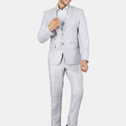 Wintage Men Silver-Toned Solid Single Breasted 2-Piece Suits-image-57