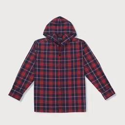 Gini and Jony Infant Boys Tartan Checked Hooded Long Sleeves Cotton Casual Shirt-image-91