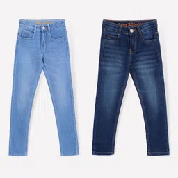 TALES & STORIES Pack Of 2 Boys Slim Fit Light Fade Stretchable Jeans-14