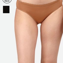 Soie Women Pack of 2 Solid Mid-Rise Cotton Briefs 2BF-24PACK 2-PACK 2-18
