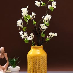 Aura Mustard-Yellow Petal Ceramic Flower Vase-image-17