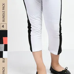 IndiWeaves Girls Pack Of 4 Colorblocked Mid-Rise Cotton Capris-image-58