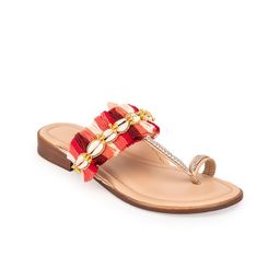 5 ELEMENTS Ethnic Embellished One Toe Flats-53