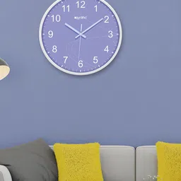 OLIVE TREE White & Purple Printed Round Shaped Contemporary Analogue Wall Clock-23