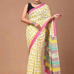 Shivanya Handicrafts Ethnic Motifs Pure Cotton Block Print Saree-50
