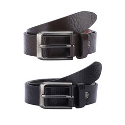 The Roadster Lifestyle Co. Men Pack Of 2 Black & Brown Leather Belts-55