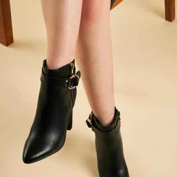 Peach Flores Women Trinity Leather Block-Heeled Zip-Up Ankle Boots-picture-40