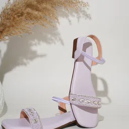 Try Me Embellished Open Toe Flats-42