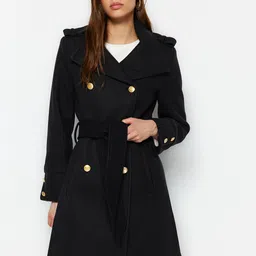Trendyol Double-Breasted Notched Lapel Collar Trench Coat-51