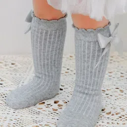 EL REGALO Girls Grey Solid Calf-Length Socks-picture-37