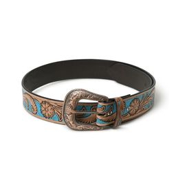 MaheTri Men Floral Textured Leather Belt-image-50